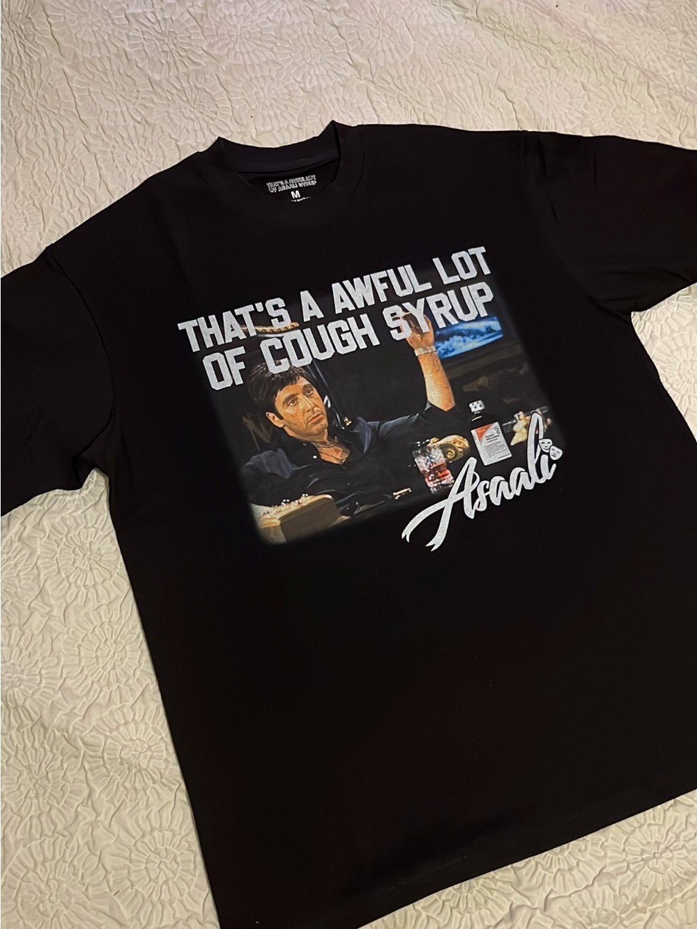 Black Short-Sleeve Graphic Tee with Bold Front Print